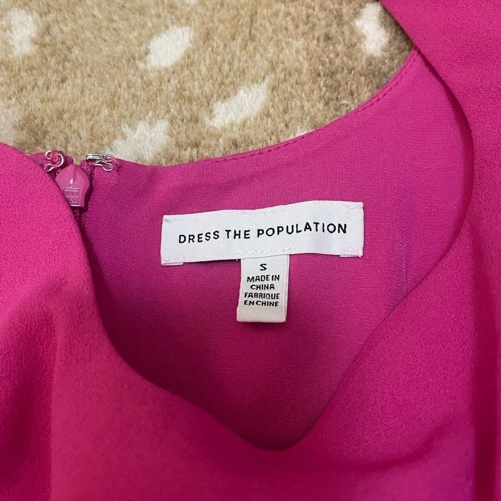 Dress the Population magenta pink back slit midi dress women’s size small - Picture 4 of 8